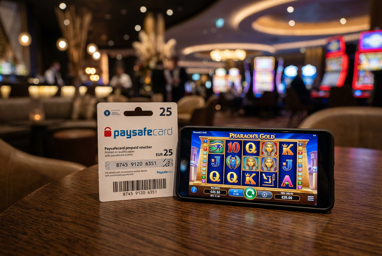 Paysafecard voucher and a mobile slot game